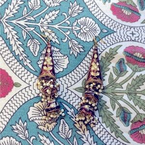 Elegant Gold and Purple Dangle Earrings
